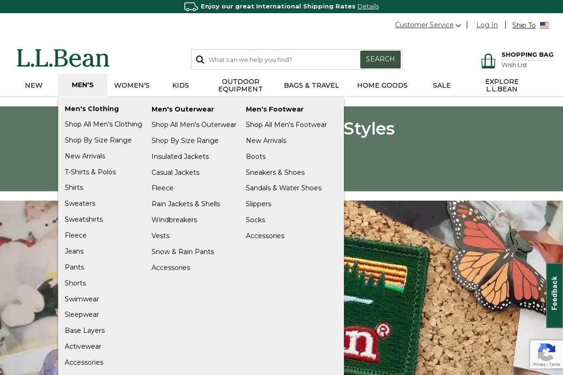 L.L. Bean homepage