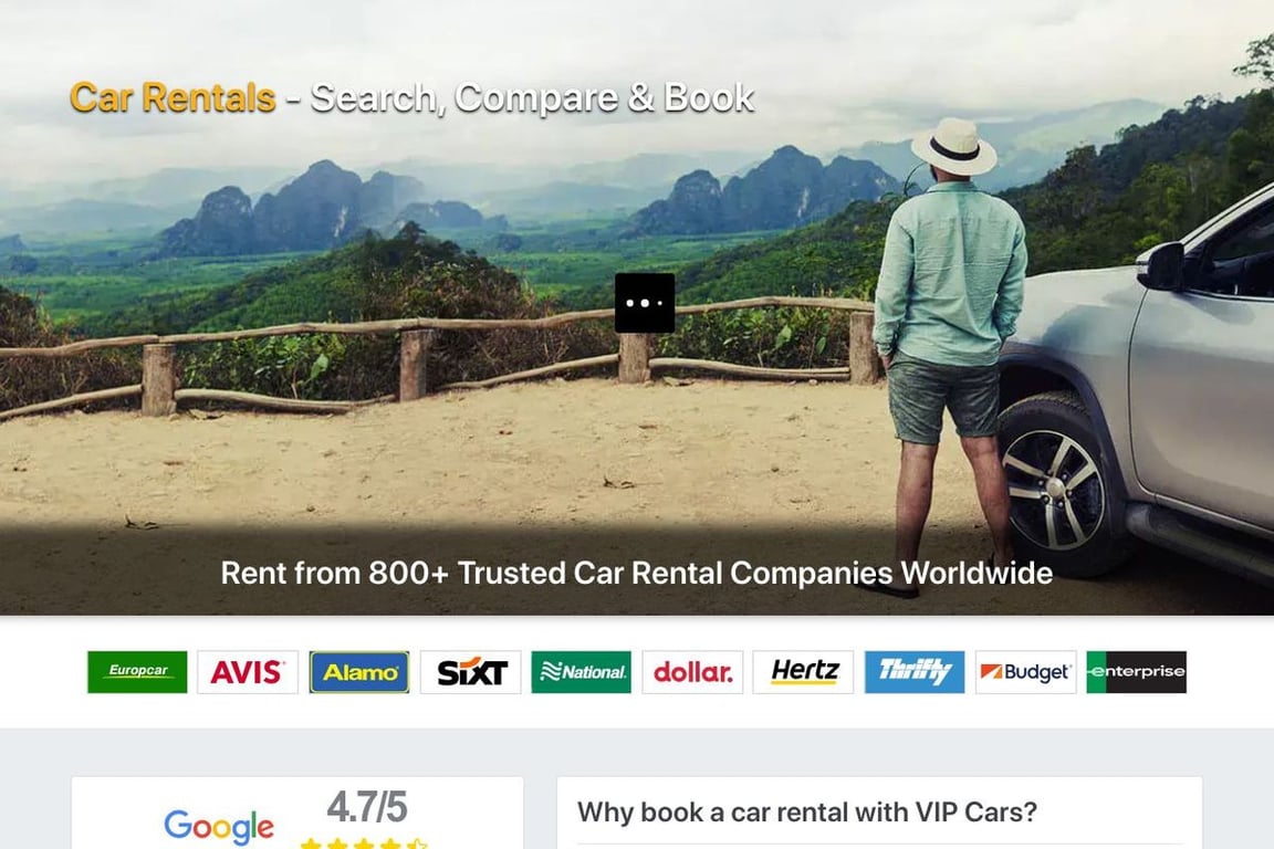 VIP Cars homepage
