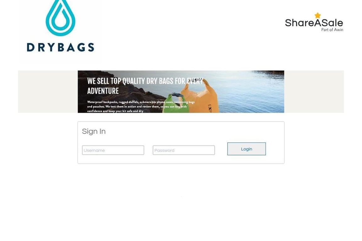 Dry Bags affiliate program signup page