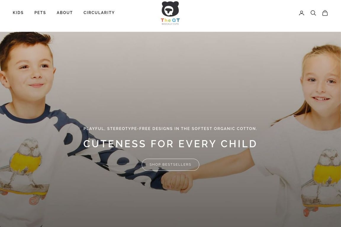 The QT Apparel homepage