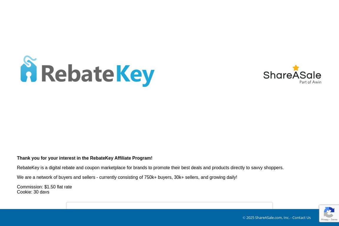 RebateKey affiliate program signup page