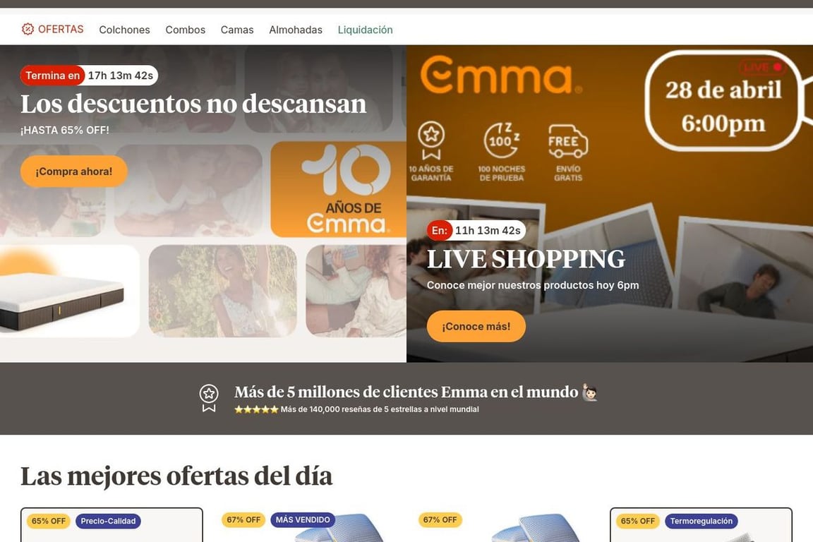 Emma Mattress MX homepage