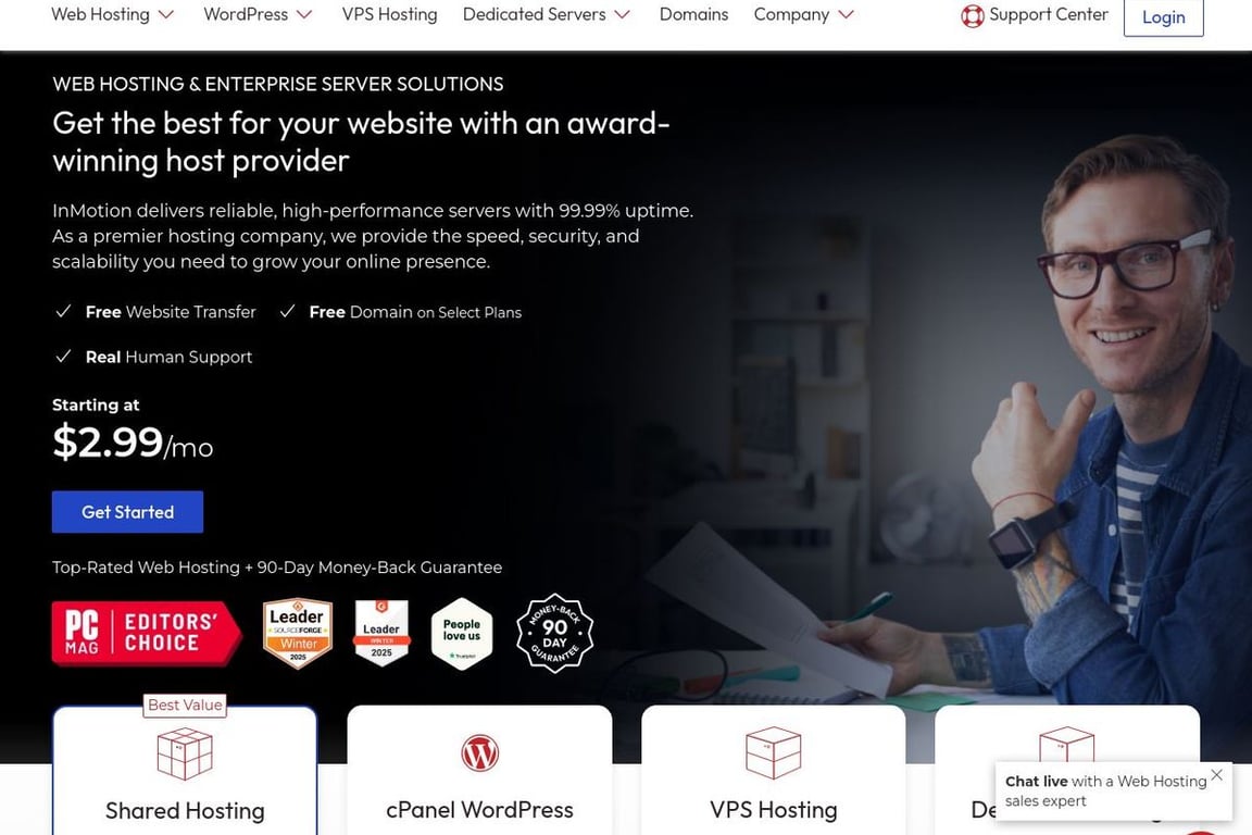InMotion Hosting homepage