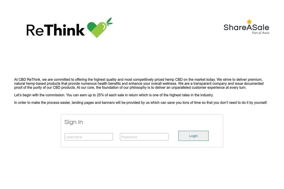 ReThink affiliate program signup page