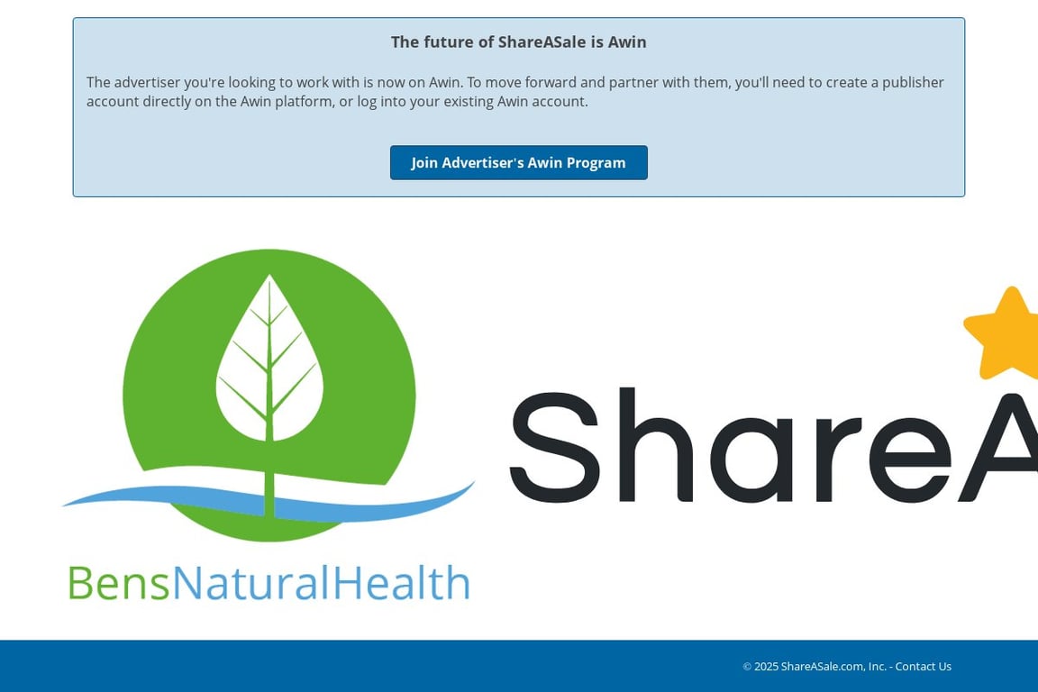 BensNaturalHealth (US) affiliate program signup page