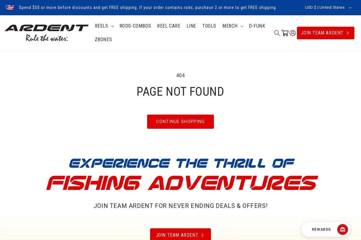 Ardent Tackle affiliate program signup page