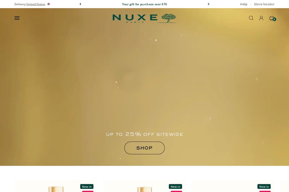 Nuxe US homepage