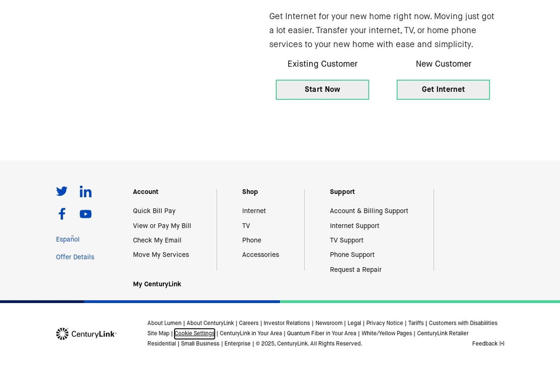 CenturyLink homepage