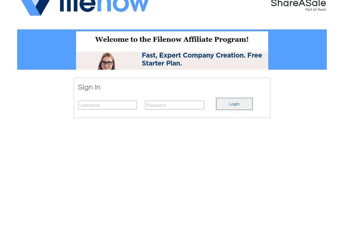 Filenow affiliate program signup page