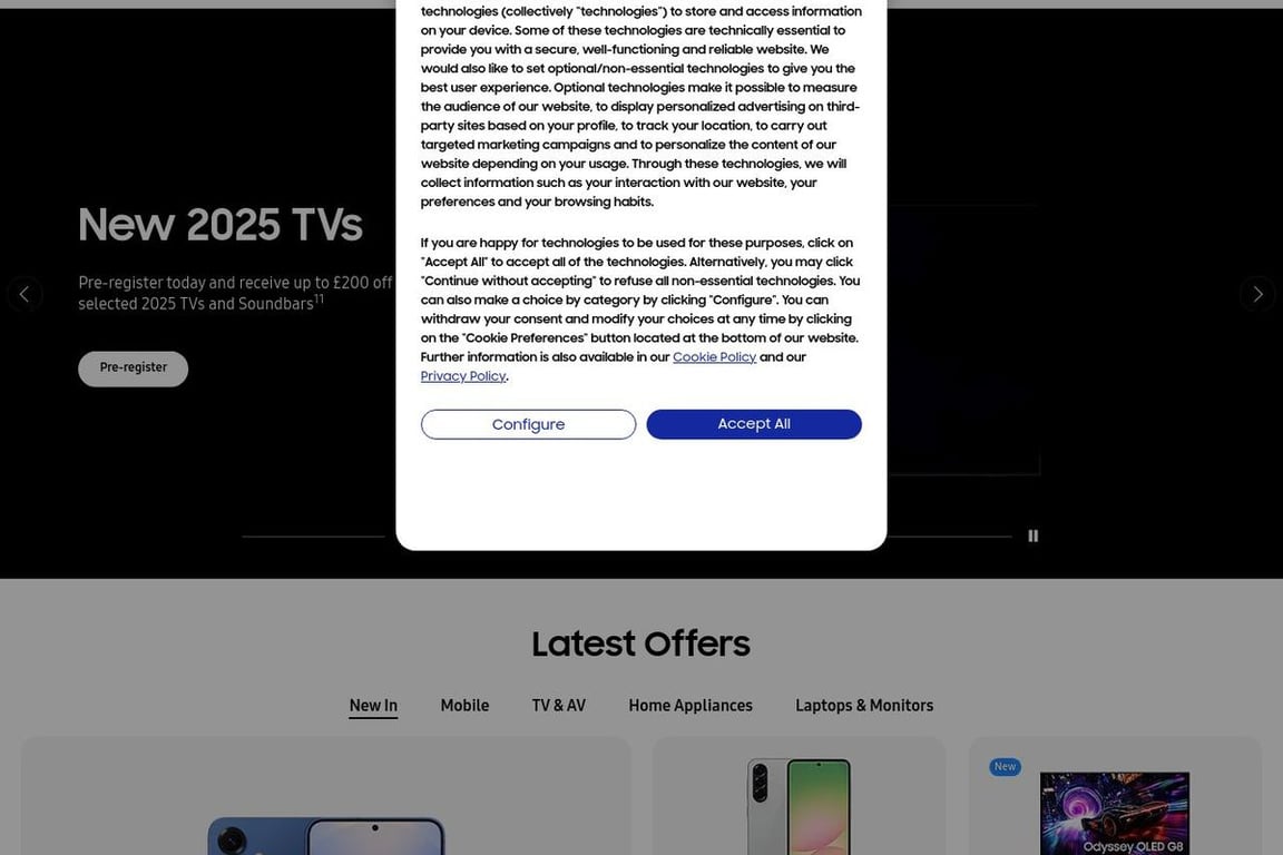 Samsung UK homepage