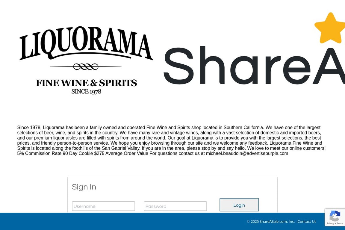Liquorama affiliate program signup page