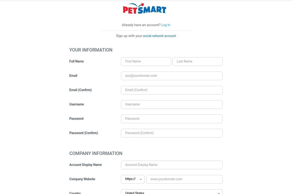 PetSmart Preferred affiliate program signup page