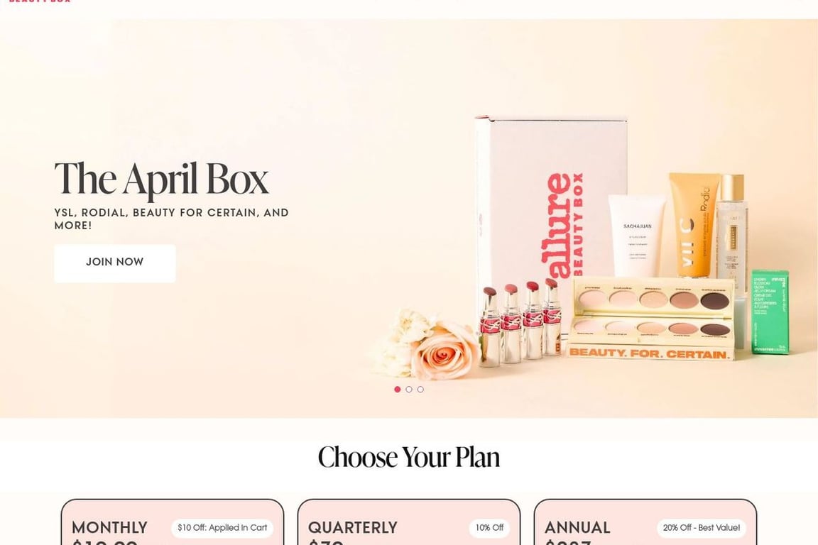 Allure Beauty Box homepage
