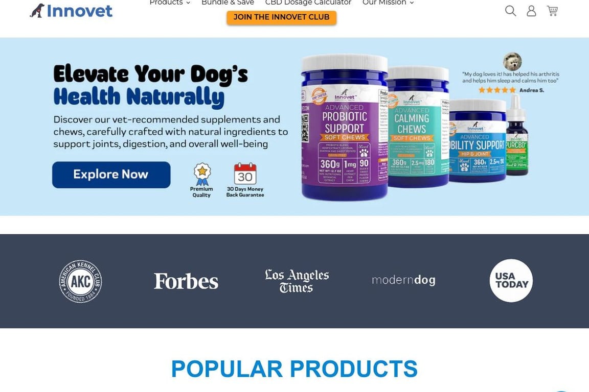 Innovet Pet homepage