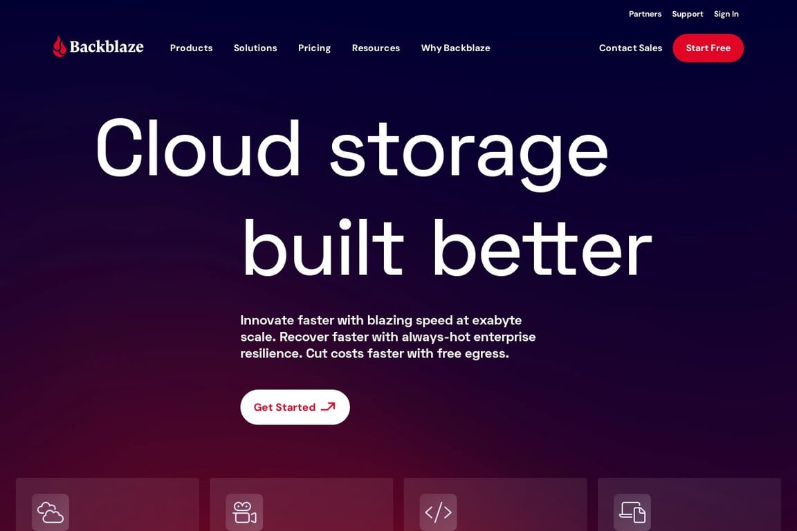 Backblaze homepage
