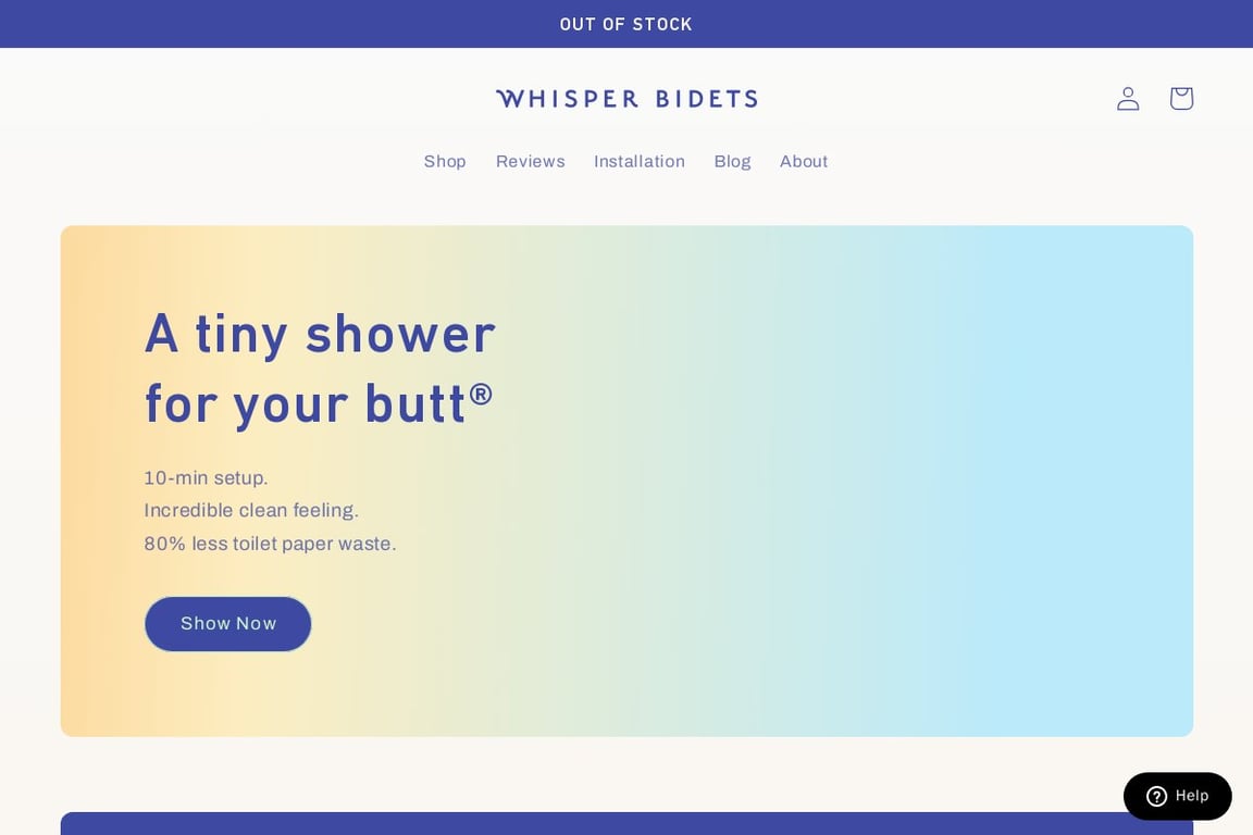 Whisper Bidets homepage