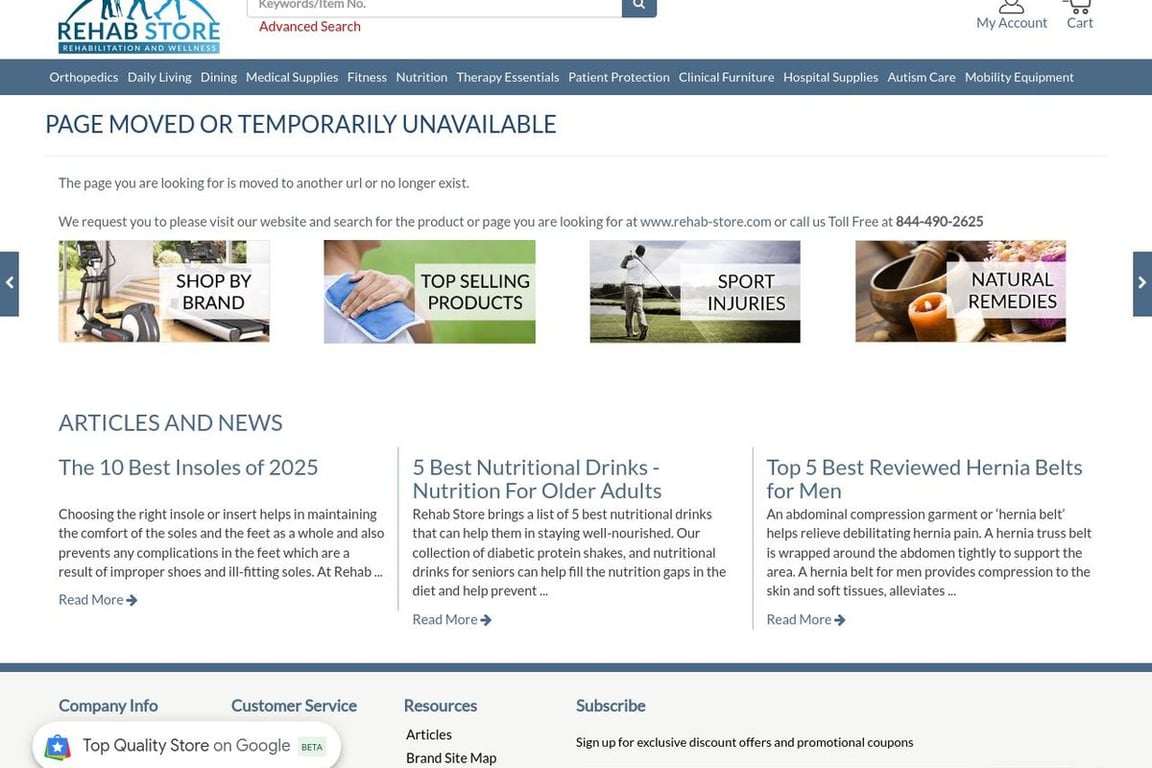 Rehab Store homepage