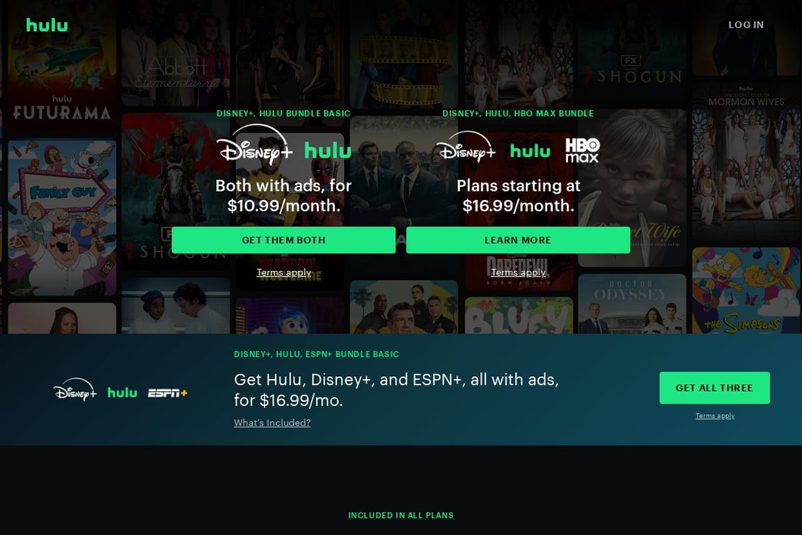 Hulu homepage
