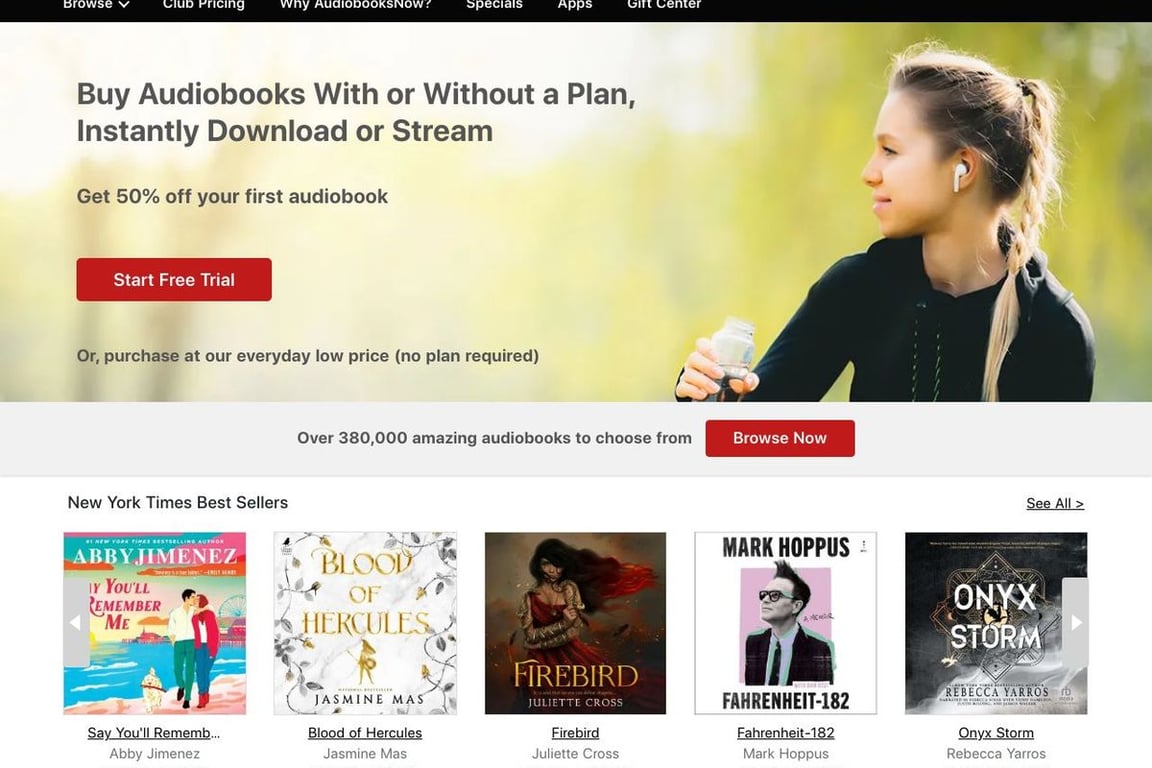 AudiobooksNow homepage