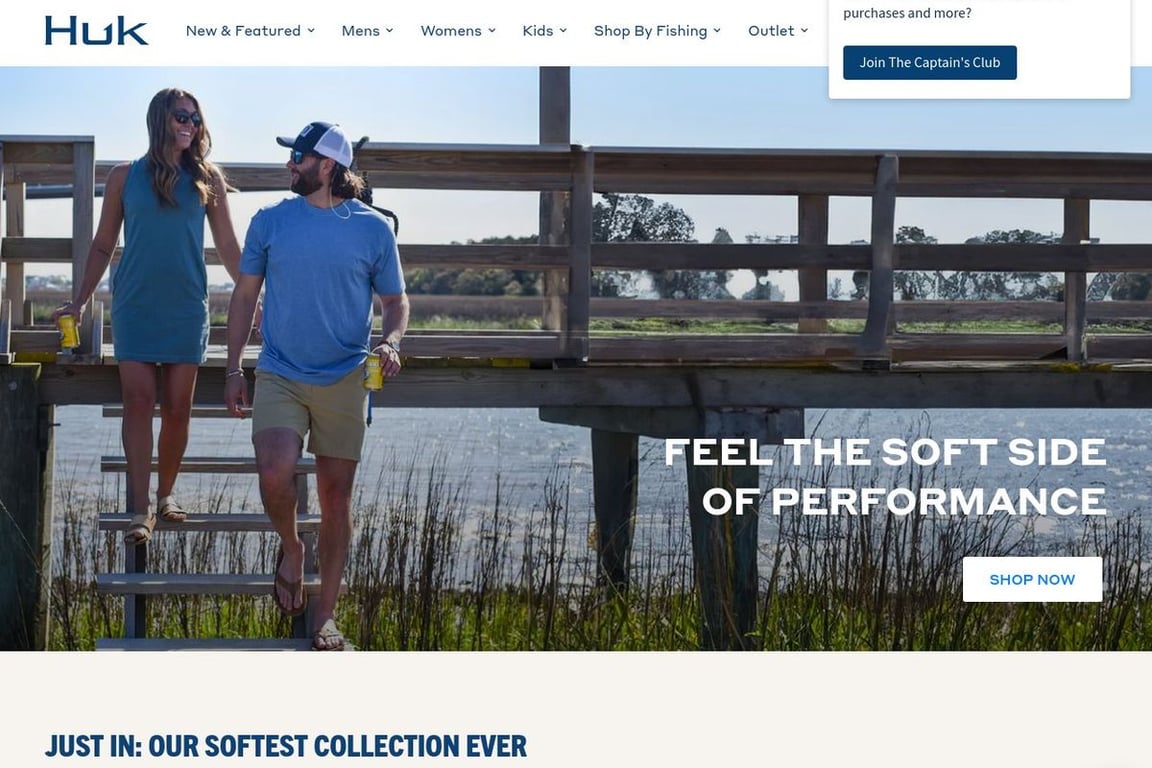 Huk Performance Fishing homepage