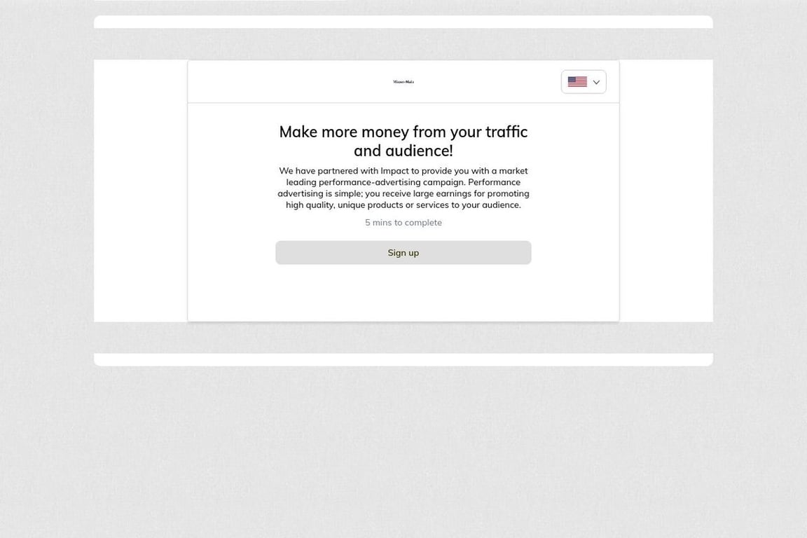 Mizzen+Main affiliate program signup page