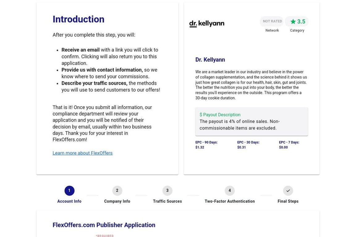 Dr. Kellyann affiliate program signup page