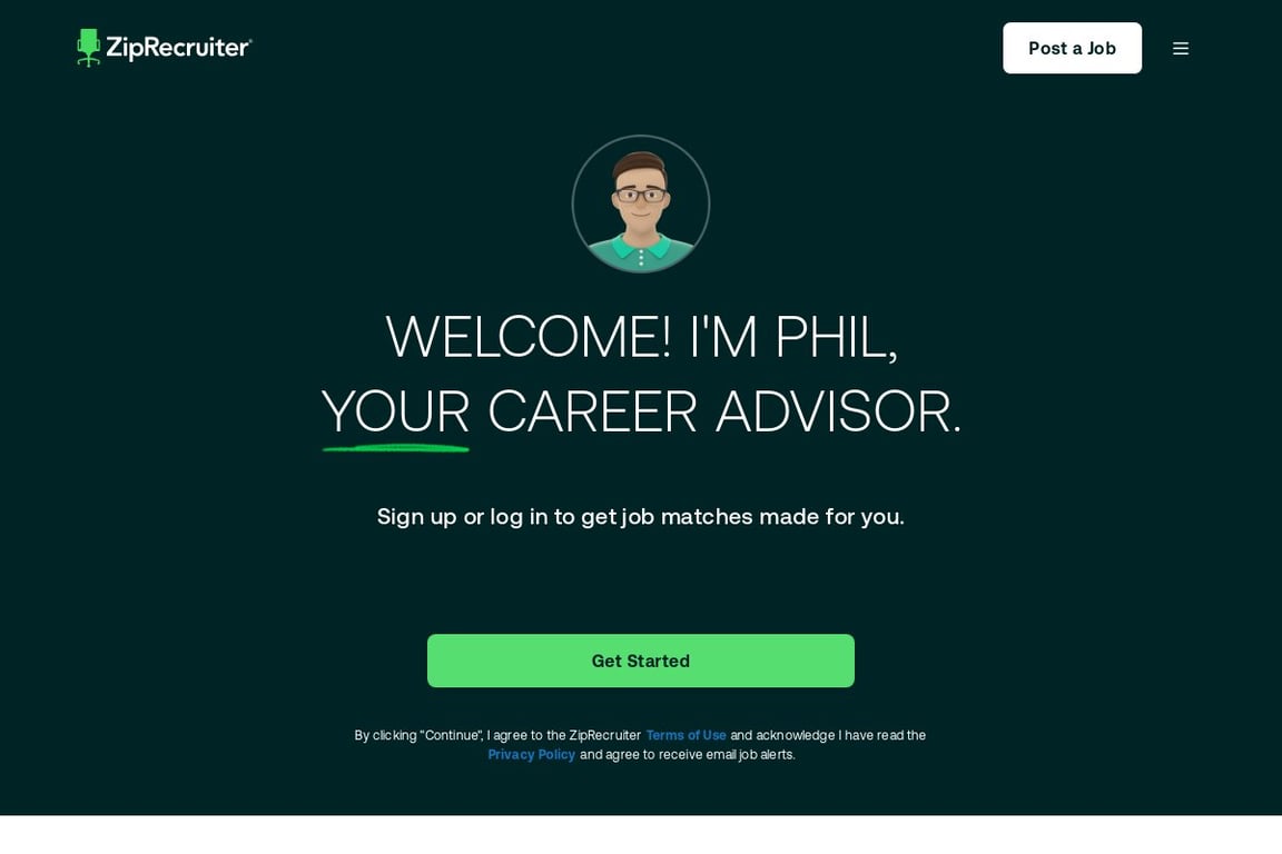 ZipRecruiter homepage