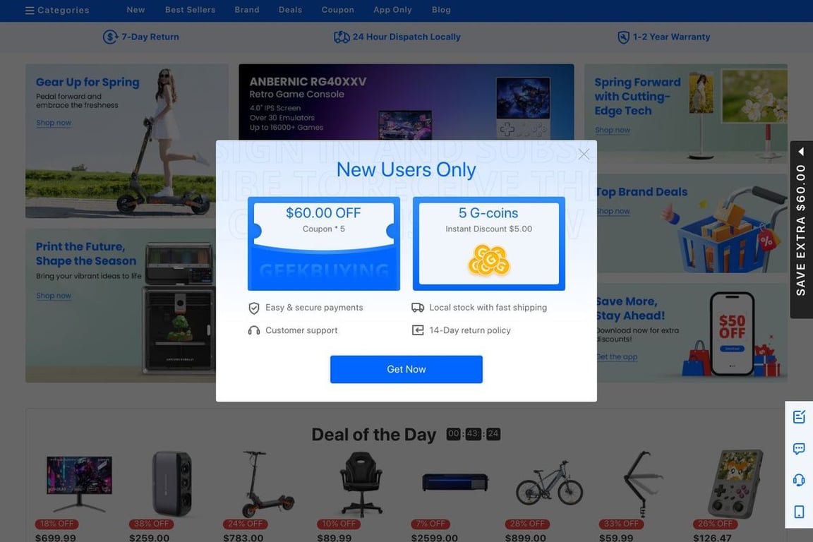 GeekBuying homepage
