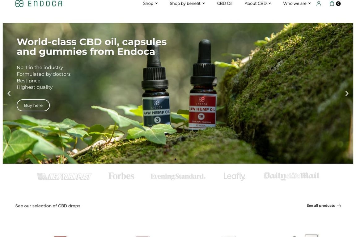 Endoca B.V. homepage