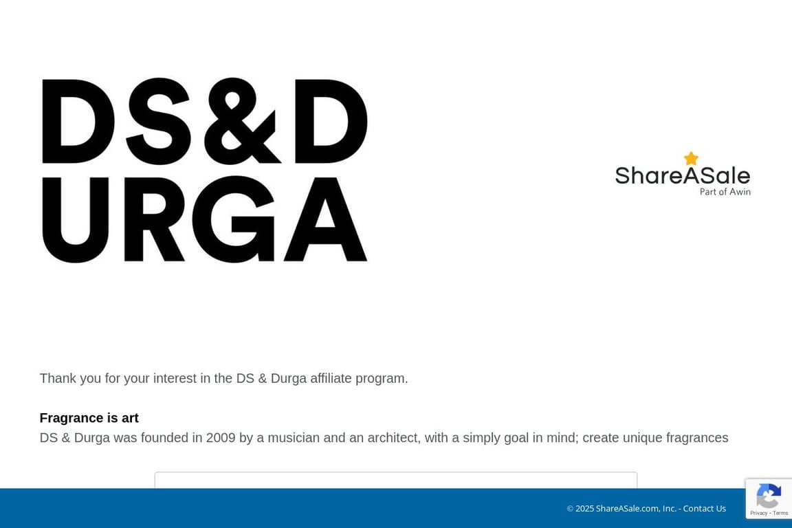 D.S. & DURGA affiliate program signup page