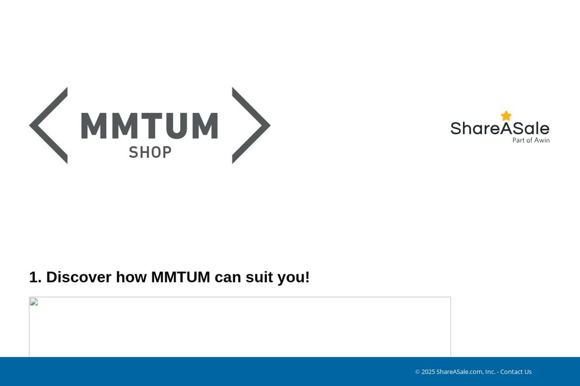 MMTUM Shop affiliate program signup page