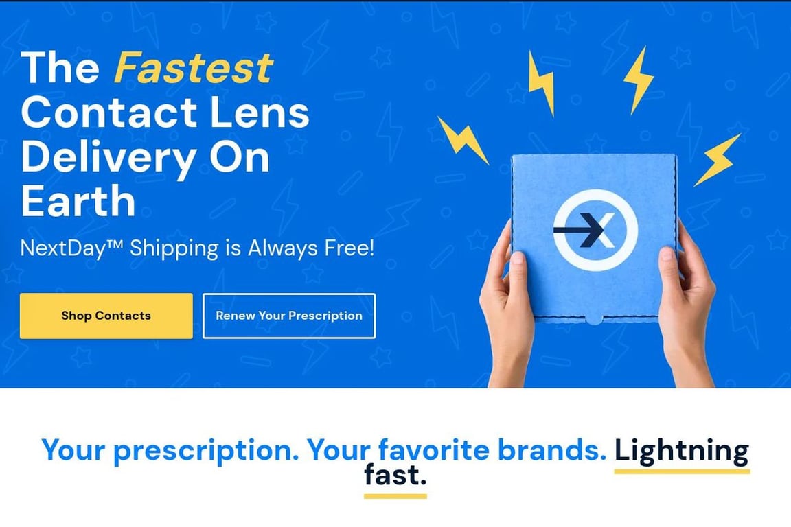 Next Day Contacts homepage