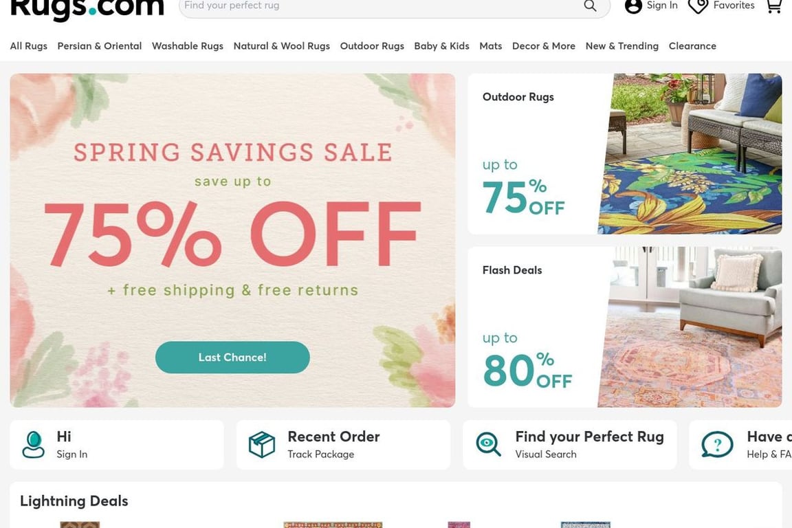 Rugs.com homepage