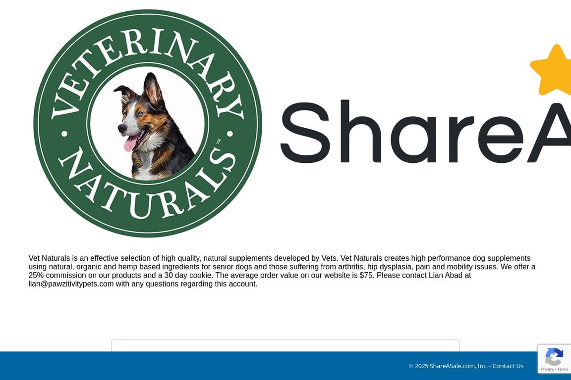 Vet Naturals LLC affiliate program signup page