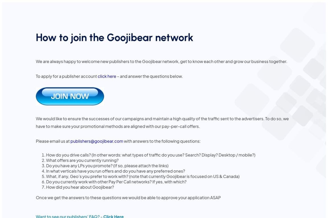 Goojibear affiliate program signup page
