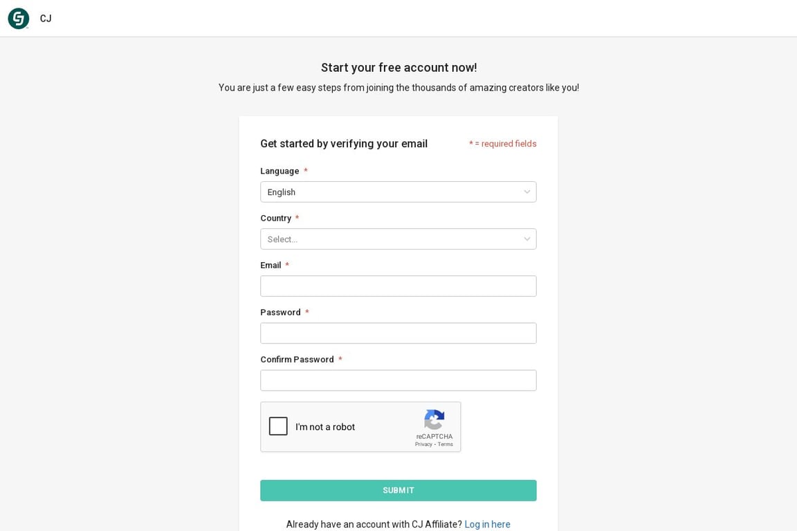 Nurture Smart affiliate program signup page
