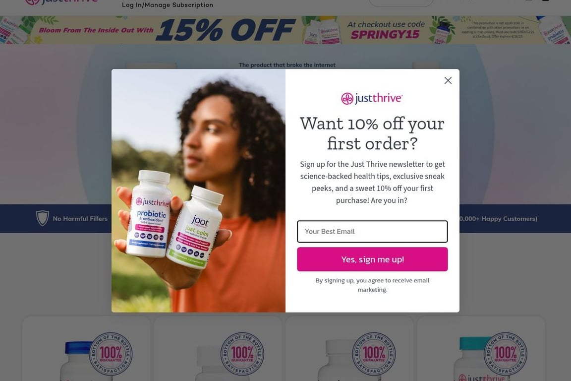 Just Thrive homepage