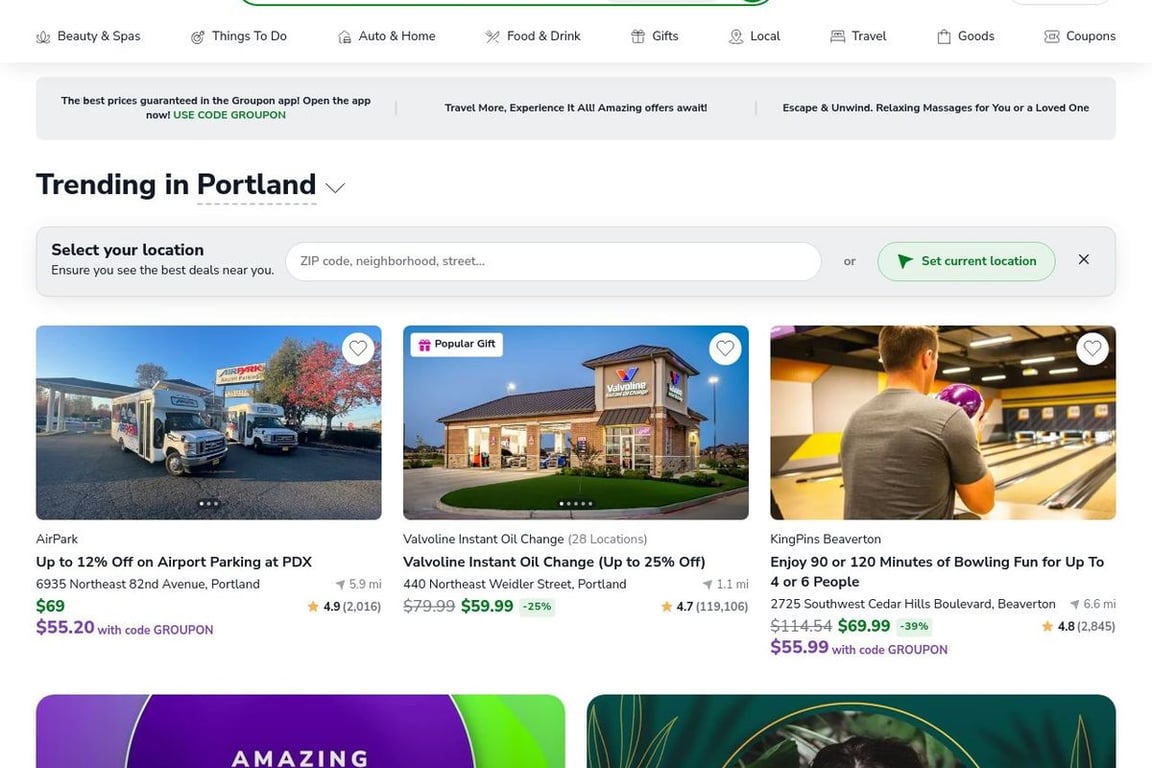 Groupon homepage