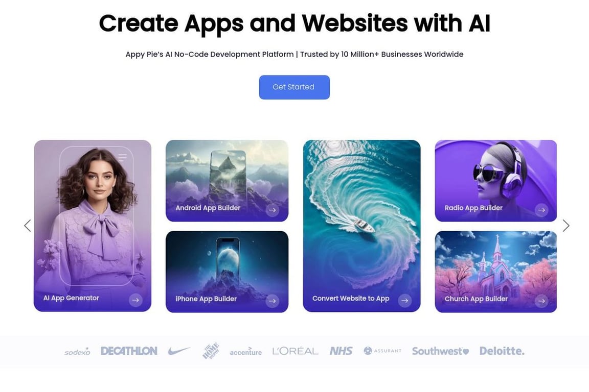 AppyPie.com homepage