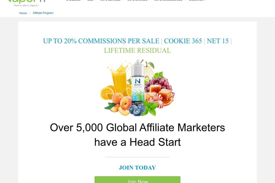 VaporFi affiliate program signup page
