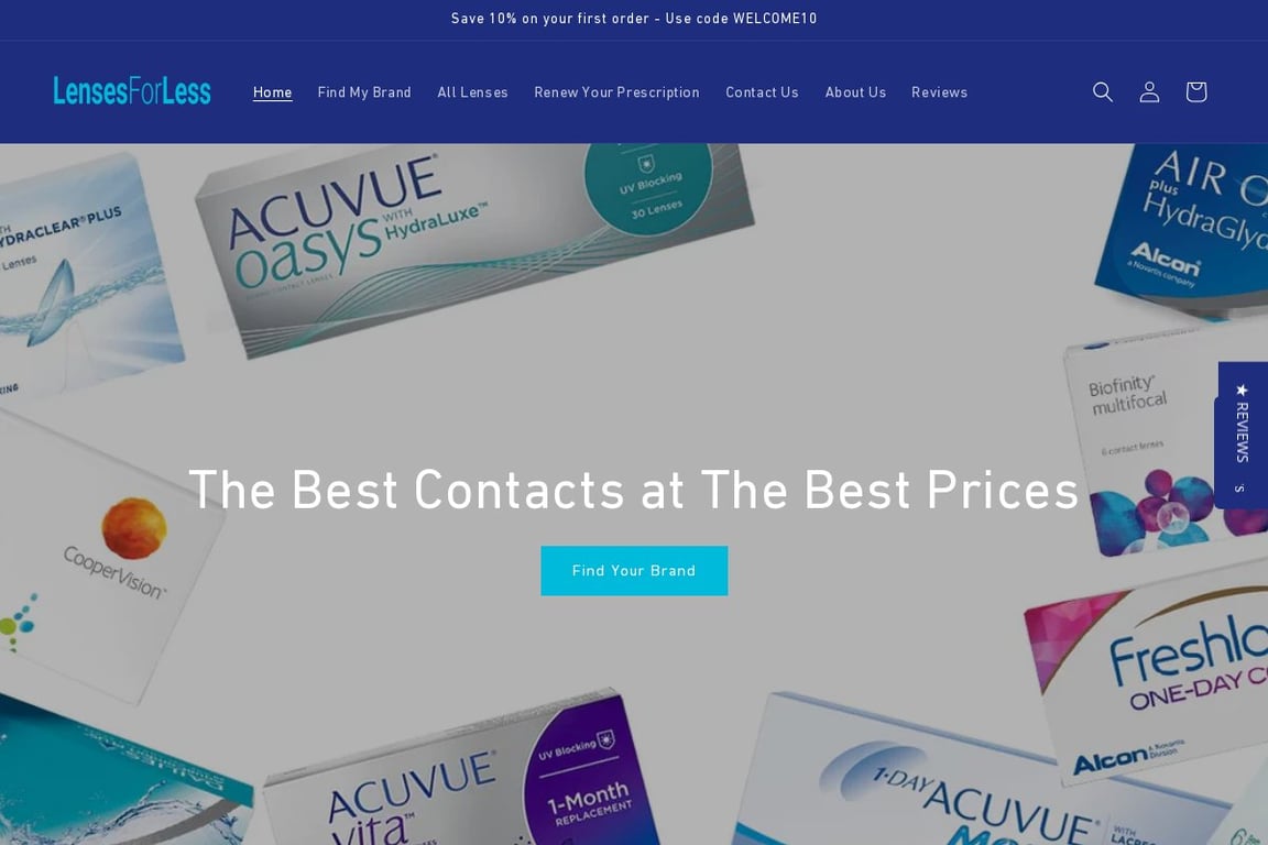 Lenses For Less homepage