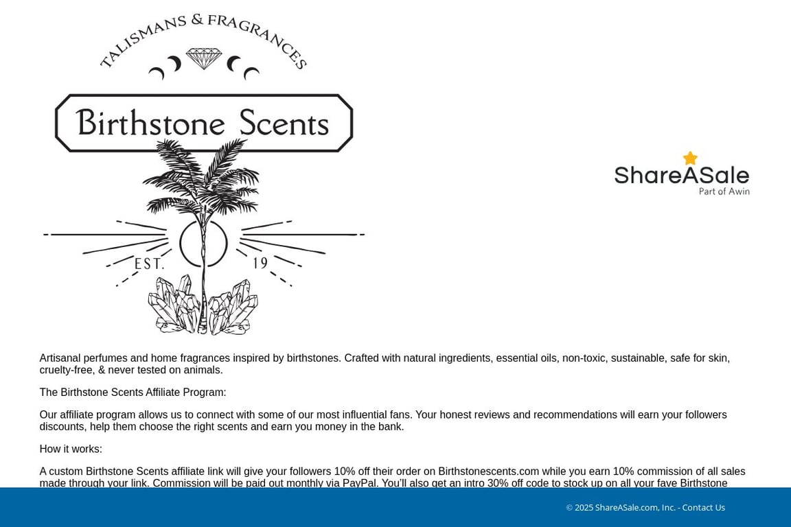 Birthstone Scents affiliate program signup page