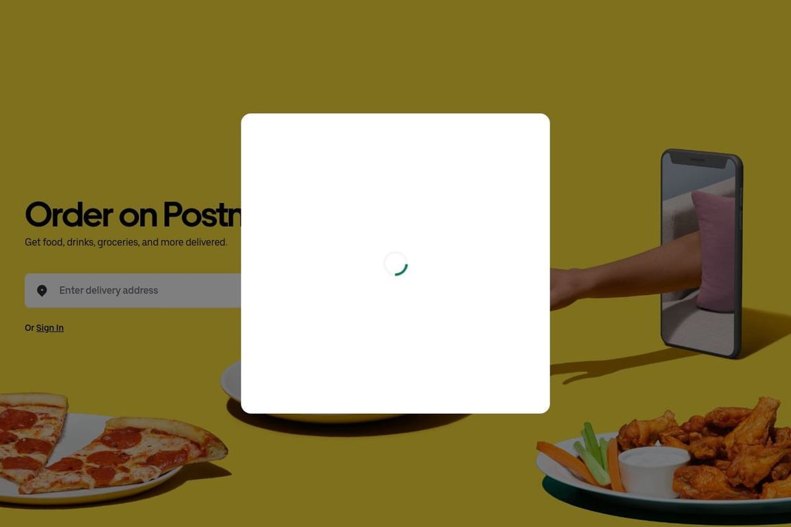 Postmates homepage