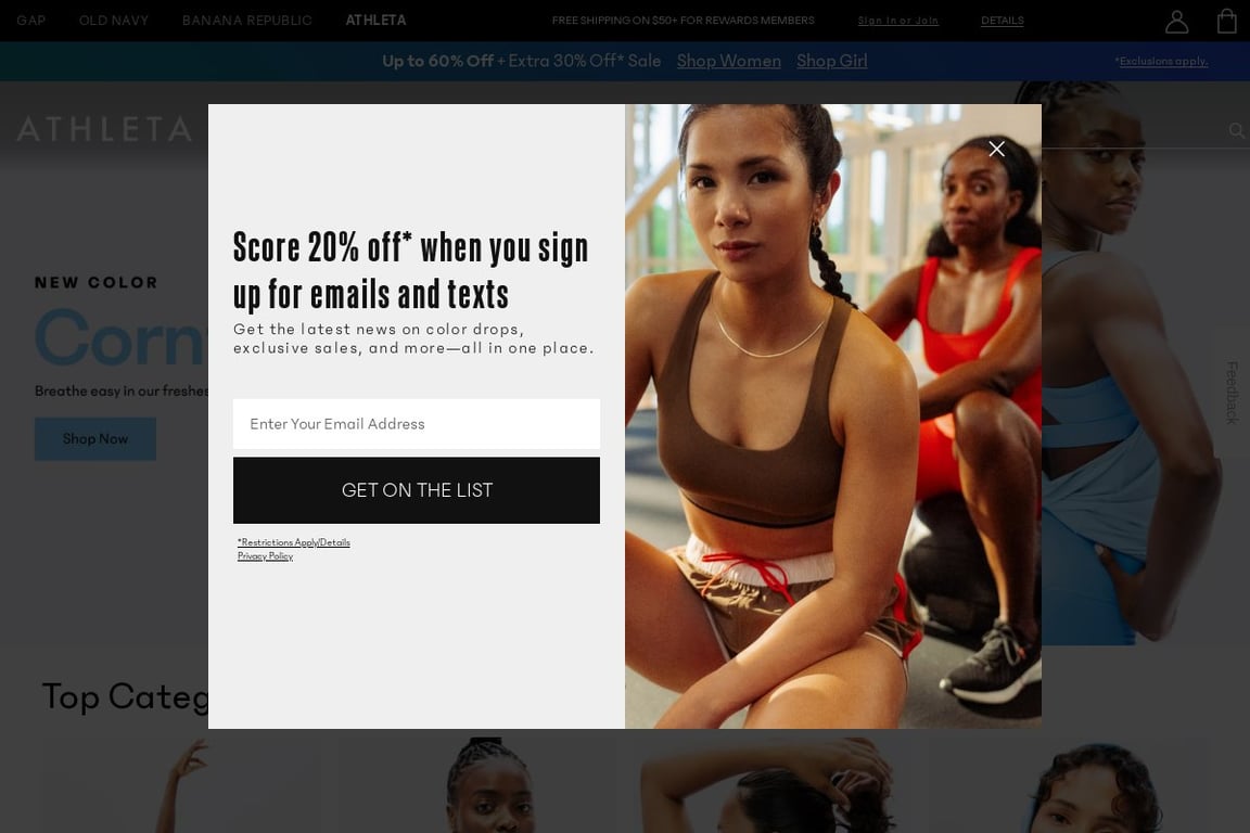 Athleta homepage