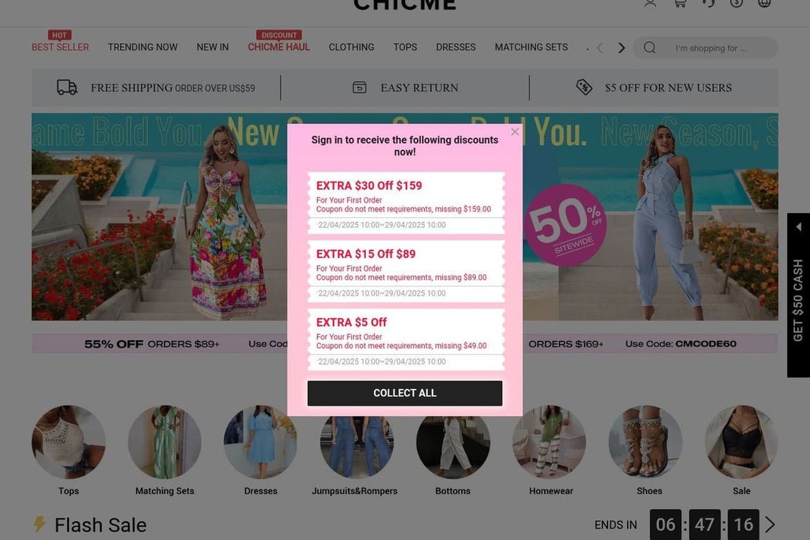 ChicMe homepage