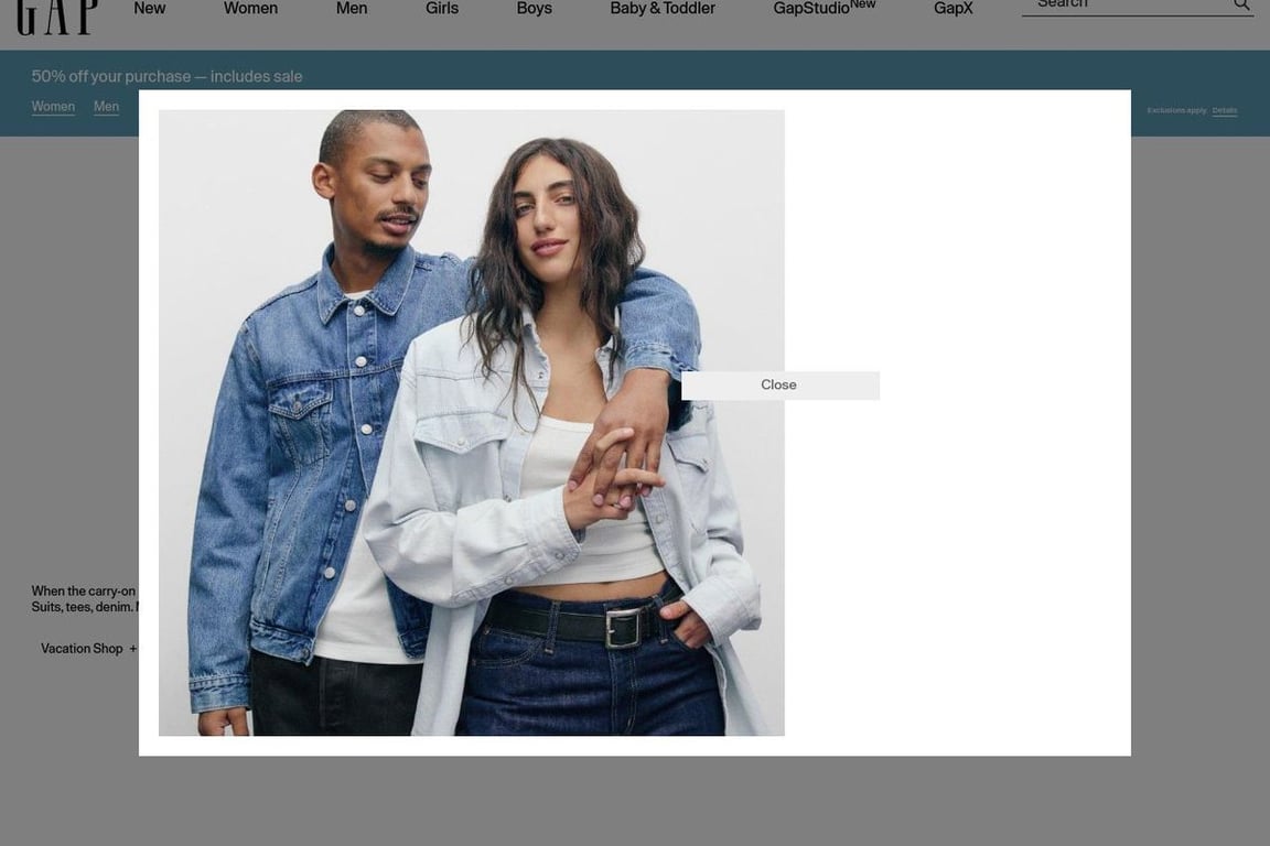 Gap homepage