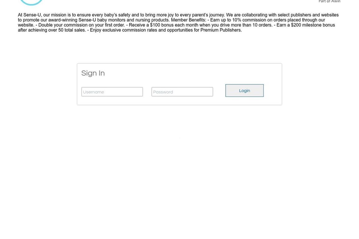 Sense-U Baby affiliate program signup page