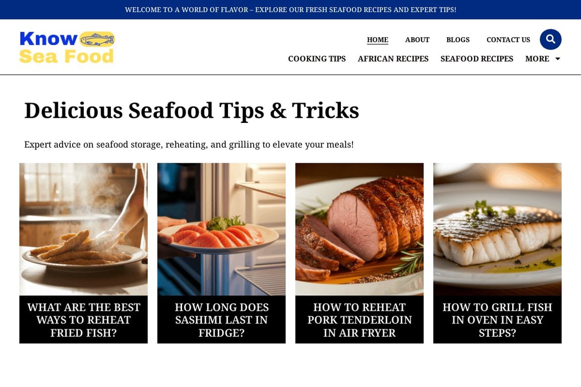 KnowSeafood homepage