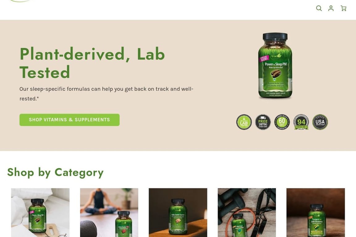 Irwin Naturals homepage