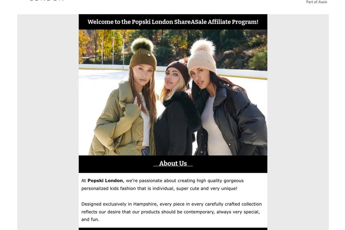 Popski London affiliate program signup page